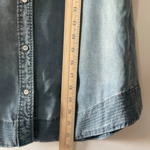 Rag & Bone Womens Light Blue Sleeveless Thread Detail Button Up Denim Shirt XS - Picture 7 of 7